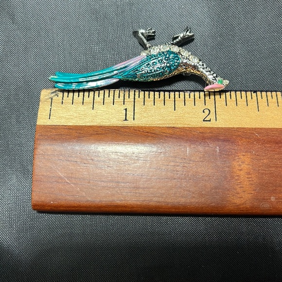 Brooch - Vintage Enamel and Rhinestones PEACOCK - Midcentury - Picture 4 of 5